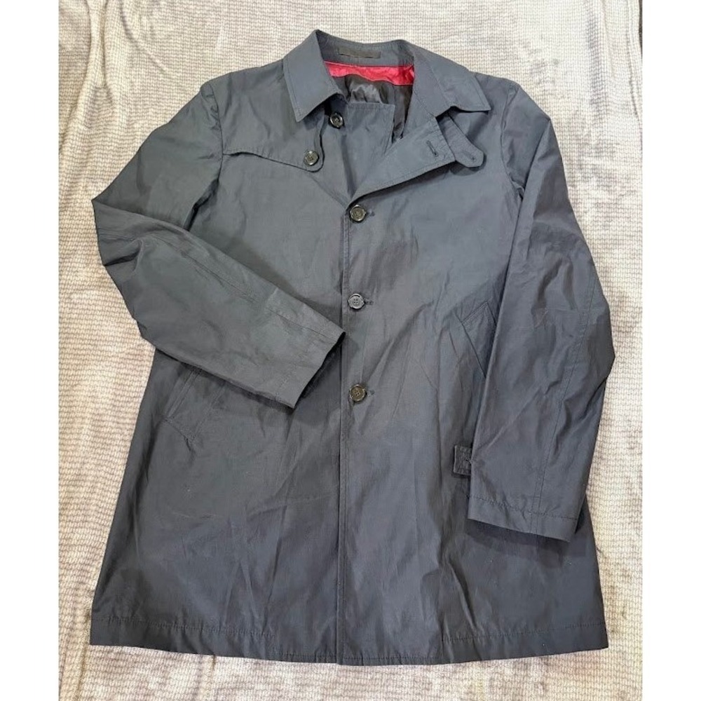 Misaky Mens Navy Blue‎ Trench Coat Cotton Blend Car Coat Size 54 143S8024R Large
